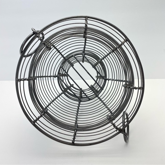 French Wire Pedestal Large Bowl Basket Farmhouse Decor - Picture 2 of 10